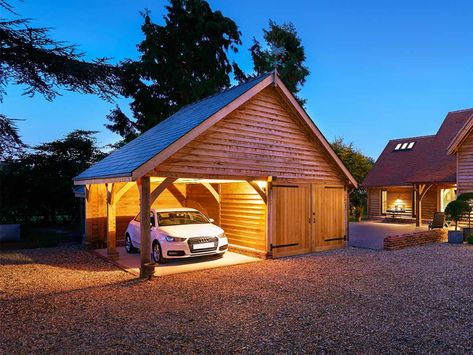 Garage With Room Above, Oak Garage, Timber Frame Garage, Room Above Garage, Timber Garage, Border Oak, Oak Frame House, Oak Framed Buildings, Garage Loft