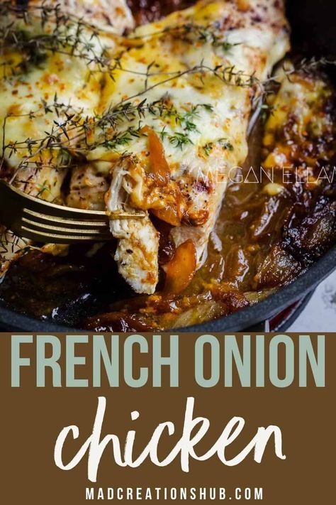 French Onion Chicken Skillet, Skillet Chicken Dinner, Grace Food, Chicken Dinner Recipe, Delicious Chicken Dinners, Entertaining Dinner, French Onion Chicken, Meal Inspiration, Onion Jam