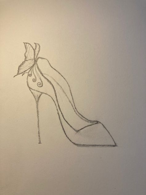 High Heel Design Sketch, Heels Aesthetic Drawing, High Heel Shoe Drawing, How To Draw Heels Step By Step, How To Draw A High Heel, Heels Art Drawing, Cinderella Shoes Drawing, How To Draw High Heels, Heels Drawing Sketches