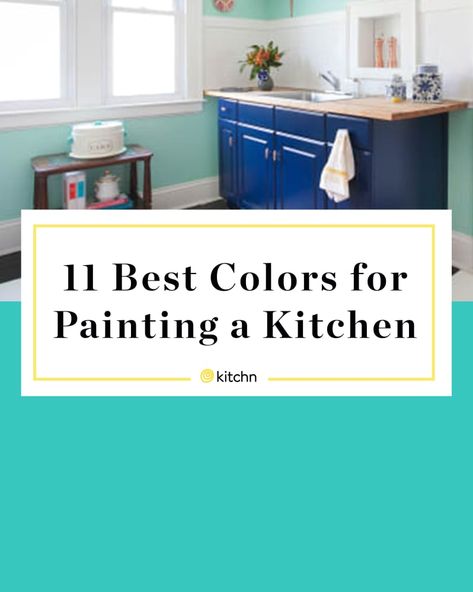 The Best Kitchen Paint Colors, According to Experts | Kitchn Cheerful Kitchen Paint Colors, Turquoise Kitchen Walls, Kitchen Color Ideas For Walls, Painting A Kitchen, Turquoise Kitchen Cabinets, Bright Kitchen Colors, Turquoise Accent Walls, Best Kitchen Paint Colors, Colors For Painting