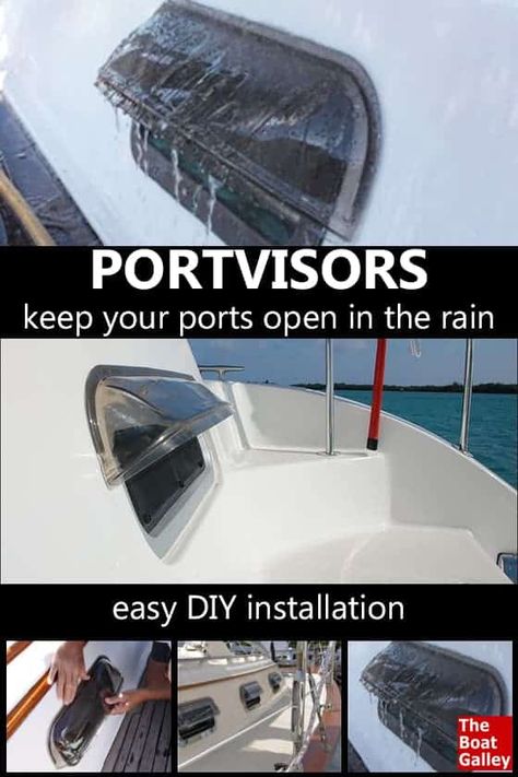 Here's an easy way to keep boat portholes open in the rain. DIY installation and sizes/colors to suit most boats. Sailboat Life, Boat Organization, Liveaboard Sailboat, Boat Diy, Boat Galley, Boat Supplies, Sailboat Interior, Boating Tips, Boat Living