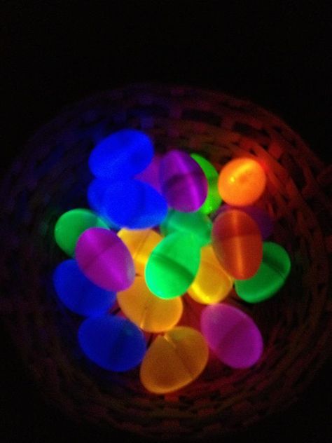 A night time egg hunt?? Illuminated Easter eggs - friend made these out of plastic eggs with glow sticks curled up inside! Silent Disco, Graphic Identity, Glow Stick, Plastic Eggs, Honey Bunny, Glow Party, Night Night, All I Ever Wanted, Easter Time