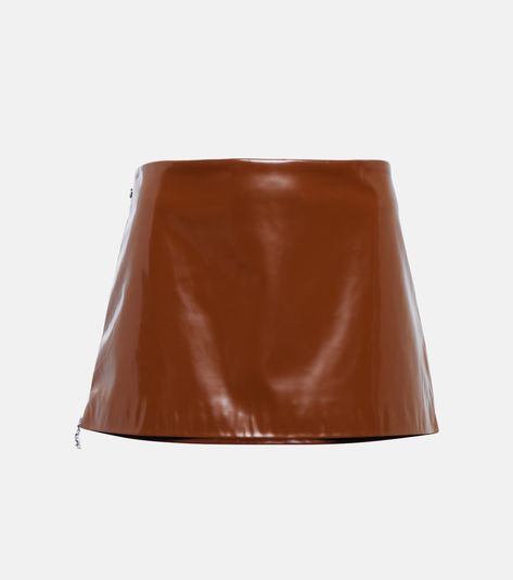 Glossy low-rise miniskirt in brown - Acne Studios | Mytheresa Acne Paper, Studio Weave, Un Sustainable Development Goals, Sustainable Development Goals, Knee High Leather Boots, Color Names, Designing Women, Low Rise, Mini Skirt