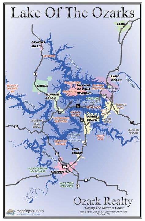 Lake of the Ozarks Map Lake Ozark Missouri, Lake Of The Ozarks Missouri, Party Cove, Ozarks Missouri, Lake Ozark, Rv Trips, Osage Beach, Lake Of The Ozarks, Branson Mo