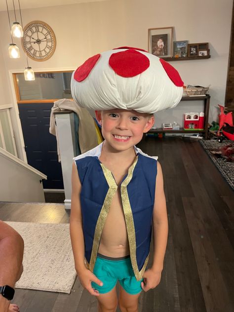 No sew Toad costume for Mario Brothers Theme. Halloween or Dress up! Diy Toad Costume, Toad Costume, Mario Brothers, Theme Halloween, No Sew, Toad, Kids Costumes, Mario, Dress Up