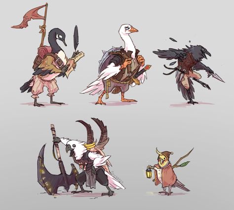 pocketss on Twitter: "bird adventurers!… " Twitter Bird, Bird People, Male Character, Dungeons And Dragons Characters, Creature Concept Art, Arte Fantasy, Arte Animal, Creature Concept, Creature Design