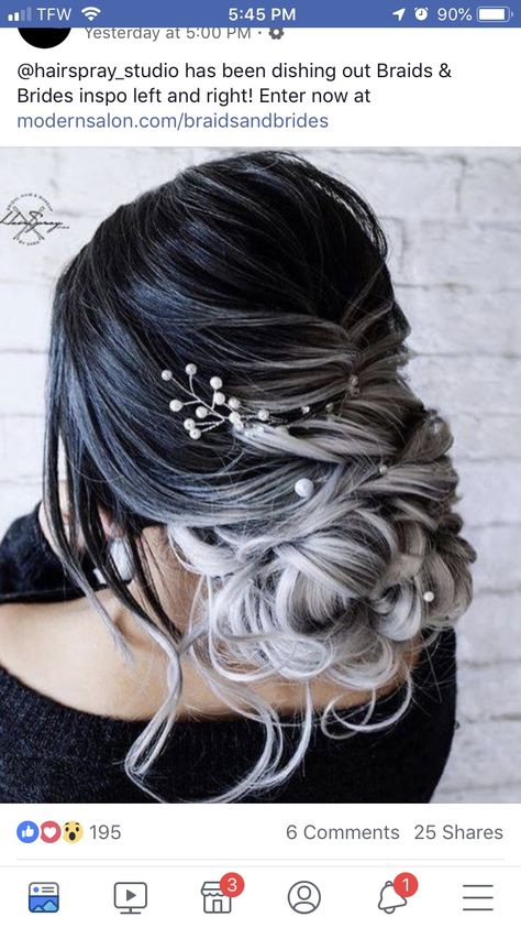 Hairstyles Volume, Different Hair Lengths, Hairstyles Ombre, Low Updo, Gothic Bride, Gothic Hairstyles, Goth Hair, Ombre Wedding, Goth Wedding