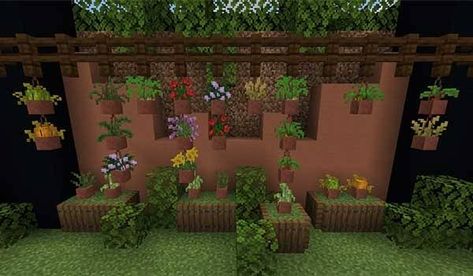 Minecraft Plants, Minecraft Bases, Minecraft Town, Florist Ideas, Hanging Flower Pots, New Flower, Peony Rose, Flower Stand, Minecraft Projects