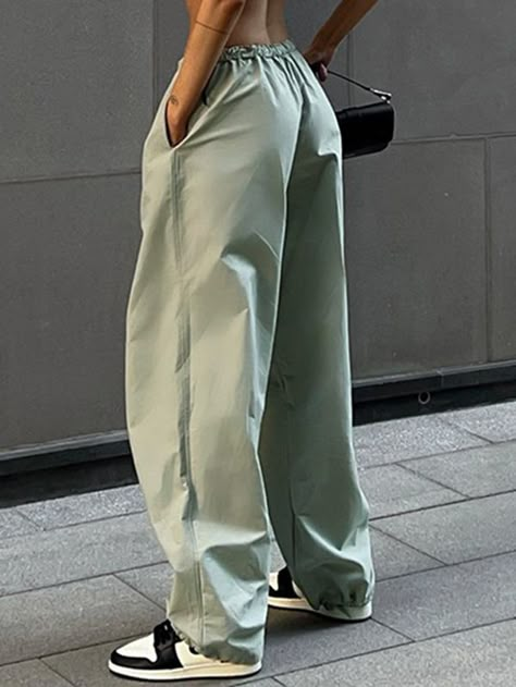 Trousers Women Casual, Women Casual Outfits, Low Waist Pants, Outfits Baggy, Pants Y2k, Pockets Pants, Outfits Streetwear, Wide Leg Sweatpants, Korean Fashion Casual