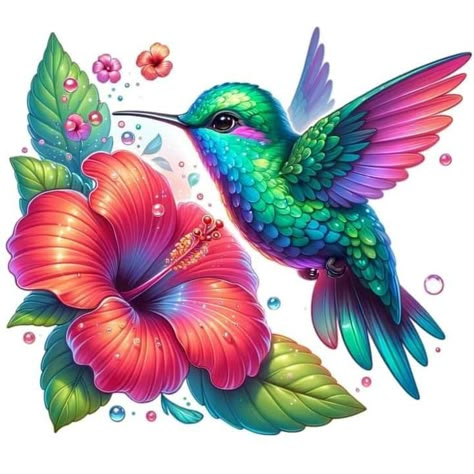 Cute Hummingbird Illustration, Winter Landscape Photography, Rose Embroidery Designs, Decoupage Printables, Tasteful Tattoos, Hummingbird Tattoo, Flower Arrangements Diy, Rose Embroidery, Flower Art Painting