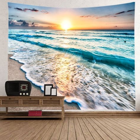 Pirate Wall Decor, Ocean Themed Rooms, Beach House Room, Ocean Room, Cheap Wall Tapestries, Beach Themed Bedroom, Waves Print, Wall Hanging Art, Tapestry Art