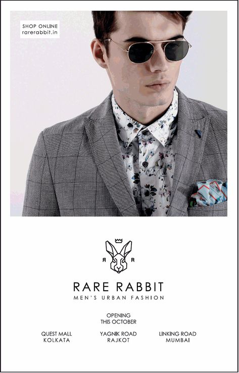 rare-rabbit-mens-urban-fashion-ad-times-of-india-mumbai. Check out more Apparel & Accessories Advertisement Advertisement Collection at https://www.advertgallery.com/product-category/advertisements-by-category/Apparel & Accesories Mens Urban Fashion, Rare Rabbit, Mens Fashion Urban, Urban Fashion, Mumbai, Newspaper, Apparel Accessories, Square Sunglass, Mens Sunglasses