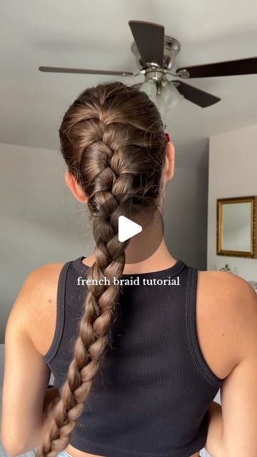 Melanie Praise on Instagram: "A quick french braid tutorial 🤍  #frenchbraid #frenchbraidtutorial #hairtutorial #longhair #hairbraiding #hairideas #hairinspo #hairinspiration #hairinstagram #hairstyleideas #hairstyleinspo #hairstyleinspiration #hairstyleidea" How To French Braid Easy Step By Step, Self French Braid Tutorial Step By Step, French Braid Into Messy Bun, French Braid For Long Hair, Self Braiding Hairstyles, French Plait Tutorial On Yourself, How To Do French Braid, Pigtail French Braids, French Plait Tutorial