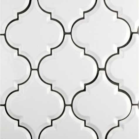 Biselat Beveled Grand 5.5" x 6.63" Lantern Ceramic Field Tile in White Lantern Backsplash Kitchen, Lantern Tile Backsplash, White Tile Texture Seamless, Water Jet Tile, White Mosaic Tile Texture, Lantern Tile, Arabesque Tile, Glazed Ceramic Tile, Arabesque Pattern