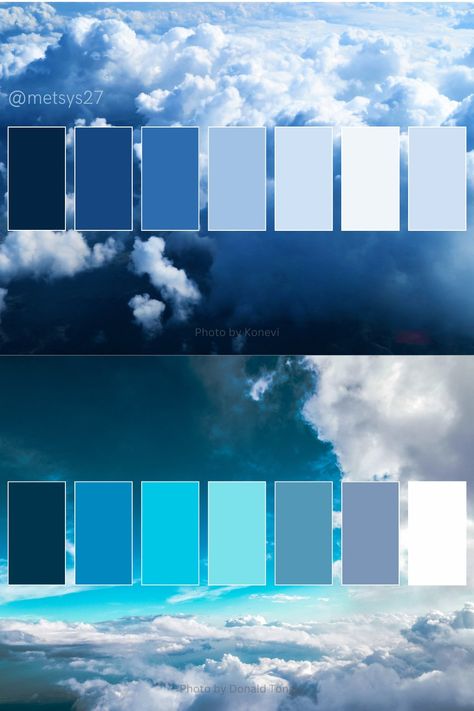 { #colorpalette #colors #designers #sky #clouds #blue } Blue Color Palettes, Art Theory, Sky Blue Color, Sky Color, Blue Colour Palette, Cloudy Sky, Sky Clouds, Art Color, Color Pallets