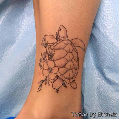 Turtle Tattoo On Ankle, Sea Turtle Tattoos, Tattoo On Ankle, Turtle Tattoos, Shell Turtle, Sea Turtle Tattoo, Turtle Tattoo Designs, Turtle Tattoo, Tat Ideas