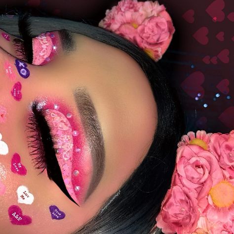 Follow me for more beautiful nail art at Jana at least 20-23 followers Valentine’s Day Eyeshadow, Valentine Day Makeup Looks, Valentine’s Day Make Up Looks, Valentines Day Makeup Creative, Valentines Day Makeup Looks, Valentine Hair, Day Makeup Looks, Galentines Party, Valentines Day Makeup