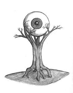 Gothic Drawings, Realistic Eye Drawing, Scary Drawings, Tree Drawings Pencil, Eyeball Art, Weird Drawings, Trippy Drawings, Creepy Drawings, Arte Punk