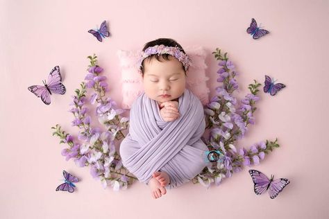 Cat Scratcher Newborn Photography, Butterfly Newborn Photoshoot, Butterfly Newborn Pictures, Purple Newborn Photoshoot, Butterfly Baby Photoshoot, Disney Newborn Pictures, Born Baby Photoshoot, Newborn Photography Tips, Baby Milestones Pictures