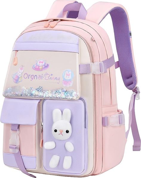 Gazigo Girls Backpack Elementary School, Bunny Backpack for girls Cute Kids Laptop Bag Kindergarten Preschool Bookbag Mochila Para 5.6.7.8.9.10 Niñas(Only Backpack Pink) Elementary School Backpack, Bunny Backpack, Preschool Girl, Kawaii Bag, Kawaii Backpack, Girls Backpack, Laptop Rucksack, Childrens Backpacks, School Bags For Girls