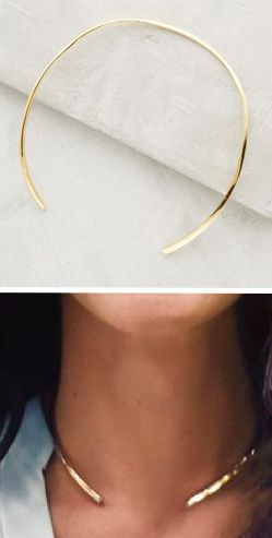 #anthrofave Open Collar Necklace, Open Necklace, Cuff Necklace, Gold Collar Necklace, Minimal Necklace, Golden Necklace, Gold Collar, Blink 182, Gold Necklaces