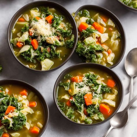 Cabbage And Kale Soup Recipes, Cabbage Kale Soup, Cabbage And Kale Soup, Avocado Soup Recipes, Vegetarian Cabbage Soup, Red Cabbage Soup, Cabbage And Kale, Kale And Cabbage, Chili Soup Recipe