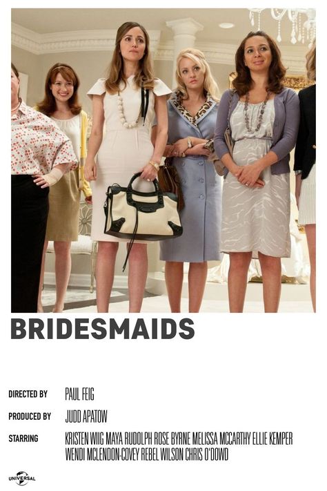 Bridesmaids Movie, Polaroid Movie Poster, Chris O'dowd, Ellie Kemper, Judd Apatow, Maya Rudolph, Rose Byrne, Kristen Wiig, Melissa Mccarthy