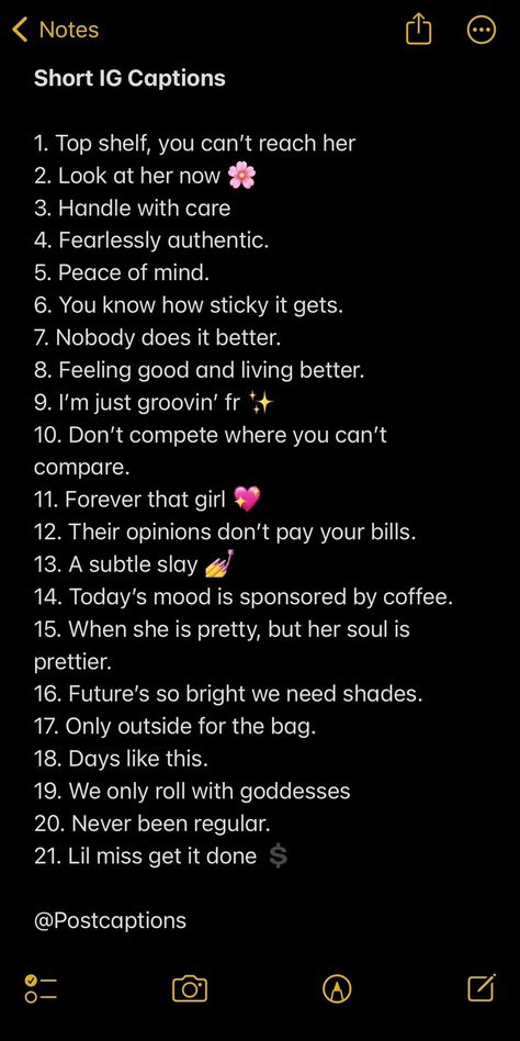 Quiet Captions For Instagram, Positive Bio Ideas, Instagram About Ideas, Ig Captions Short Sassy, Recovery Instagram Captions, Senior Pics Captions For Instagram, Cute Simple Captions For Selfies, Positive Ig Captions, Back Together Captions