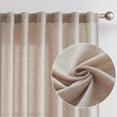 Bedroom Patio Doors, Taupe Curtains, Morkie Puppies, Neutral Curtains, Living Room Farmhouse, Drapes For Bedroom, Beige Curtains, Living Room Drapes, Linen Curtain Panels