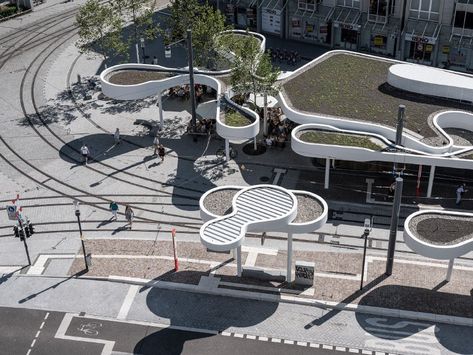 pavilion on europaplatz by j.mayer h. unites the urban experience Germany Photography, Pavilion Design, Landscape Architecture Design, Urban Furniture, Shade Structure, Environmental Design, Roof Garden, Green Roof, Site Plan