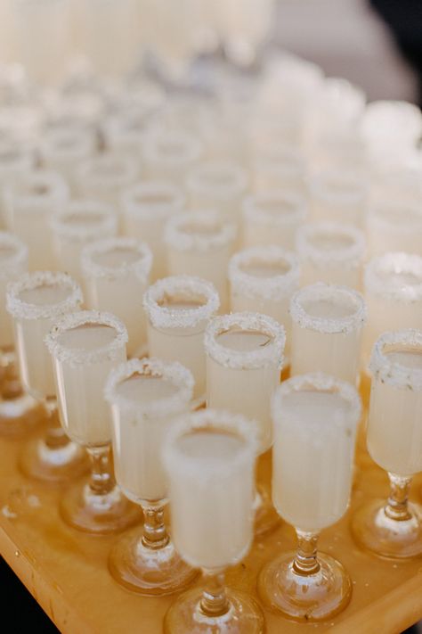 All White Cocktail Party, Engagement Party Drinks, Wedding Shots Alcohol, Wedding Joints, Wedding Drinks Cocktails, Wedding Refreshments, Engagement Party Drink, 2023 Weddings, Wedding Drinks