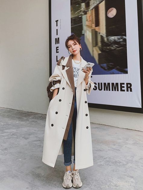 90s Chola Fashion, Fall Outfits Korean, Color Block Coats, Women's Windbreaker, Coat Women Fashion, Womens Windbreaker, Trench Coats Women, British Style, Blouse Styles