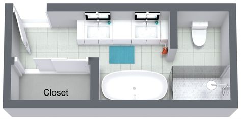 Rectangular Bathroom Layout Floor Plans, Rectangular Bathroom Layout, Jack And Jill Bathroom Layout, Bathroom Layout Ideas Floor Plans, Small Narrow Bathroom, Bathroom Floorplan, Master Bath Layout, Bathroom Layout Ideas, Create Floor Plan