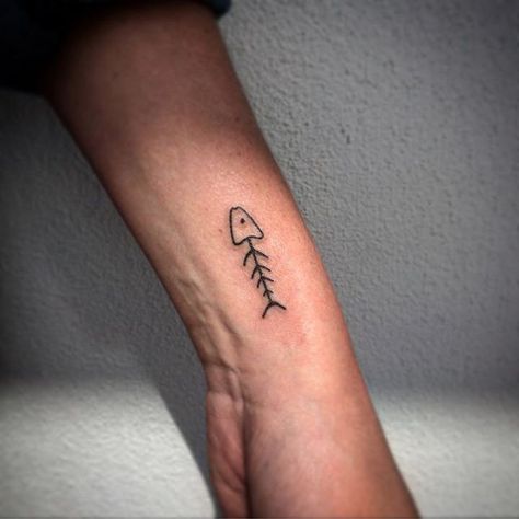 Fish Bone Tattoo, Crab Tattoo, Bone Tattoo, Fish Bones, Bone Tattoos, Sibling Tattoos, Trash Art, Fish Tattoo, Dainty Tattoos