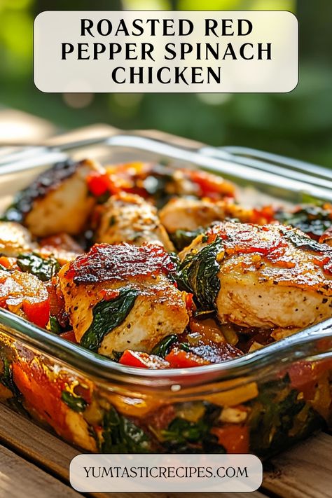 This delicious dish combines tender chicken breasts, roasted red peppers, and fresh spinach in a creamy, savory sauce. Perfect for weeknights or a special dinner, this recipe is quick, easy, and packed with nutrients and flavor. Serve it over rice, pasta, or enjoy on its own!

#HealthyDinners #ChickenRecipes #RoastedRedPepper #EasyWeeknightMeals #OnePanRecipes Chicken Red Pepper Recipe, Vegan Cheese Substitute, Red Pepper Recipes, Roasted Red Pepper Pasta, Red Pepper Pasta, Spinach Chicken, Chicken With Italian Seasoning, Tender Chicken Breast, Roasted Red Pepper