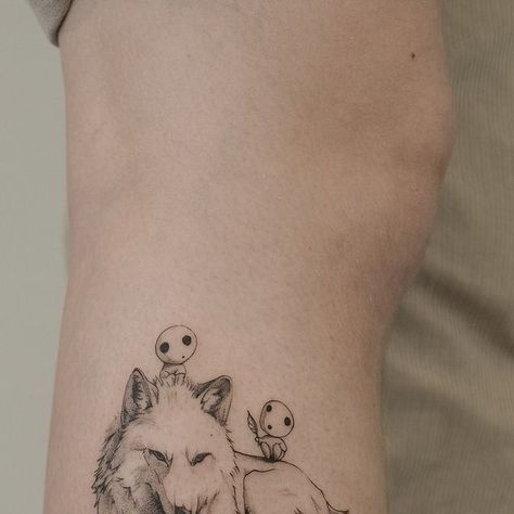 Andrey Malikov / Anime Tattoo Frankfurt on Instagram: "Moro from Princess Mononoke 🐺 An interesting fact about “Princess Mononoke” is that it was the first animated film to win the Japan Academy Prize for Picture of the Year. Directed by Hayao Miyazaki and released in 1997, the film was a critical and commercial success, significantly contributing to the global recognition of Studio Ghibli. It held Japan’s box office record for highest-grossing film until it was surpassed by “Titanic.” “Princess Mononoke” is noted for its complex themes, stunning animation, and environmental message, making it a landmark in animation history. . Booking via link in bio 👆🏻 . #ghiblitattoo #princessmononoketattoo" Hayao Miyazaki Tattoo, Animation History, Princess Mononoke Tattoo, Miyazaki Tattoo, Partner Tattoos, Studio Ghibli Tattoo, Ghibli Tattoo, Anime Tattoo, Theme Tattoo