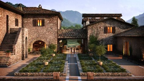 #tuscanvilla #italianhomeideas #tuscanvilladesignideas #stonehouses Rustic Italian Home, Mediterranean Homes Exterior, Villa Exterior, Mediterranean Exterior, Mediterranean Mansion, Mediterranean Interior, Mediterranean Architecture, Tuscan Design, Tuscan Villa