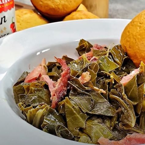 Southern Collard Greens with Smoked Turkey Legs Recipe Collard Greens With Smoked Turkey, Southern Collard Greens Recipe, Greens With Smoked Turkey, Old Fashioned Tea Cakes, Turkey Smoked, Turkey Leg Recipes, Southern Collard Greens, Smoked Turkey Legs, Collard Greens Recipe