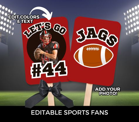 "This editable Canva template is a perfect way to celebrate your football team players on game day! This football sports poster makes for a special and personalized way to cheer on your favorite players! ITEM DETAILS: .: Note: This is a digital product--no physical item will be shipped. .: This is an editable instant download file. You can access your template directly from your browser through Canva.  .: All text is fully editable. .: No software required. .: Easily edit on your computer or pho Football Posters For Players, Football Signs For Players, Football Posters Ideas, Football Poster Ideas For Players, Football Signs For Games Posters, Senior Football Posters, Football Poster Ideas, Football Game Signs, Senior Night Football