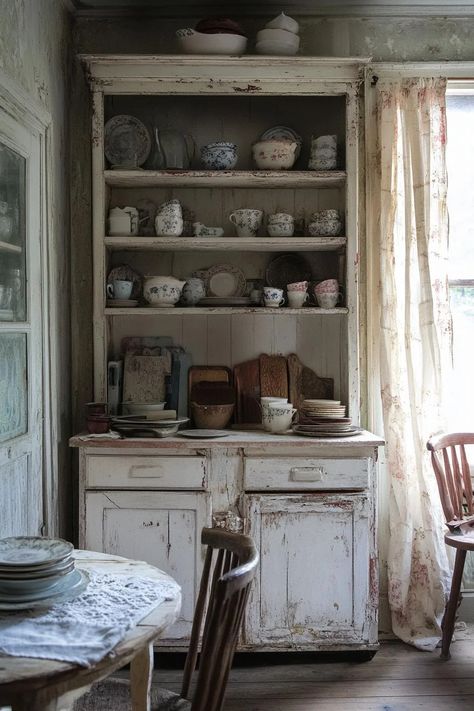 Cottage core kitchen ideas: 37 ways to bring country charm Old Cottage Kitchen, Cottage Core Kitchen Ideas, Small Cottage Kitchens, Old Country Kitchens, Cottage Core Kitchen, Western Cottage, Vintage Shelving, Unique Backsplash, Cozy Breakfast Nook