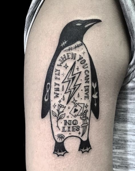 Penguin Tattoos, Penguin Tattoo, Gothic Tattoo, Leg Sleeve, Leg Sleeves, Make Your Mark, Future Tattoos, Tattoo Art, Gibson