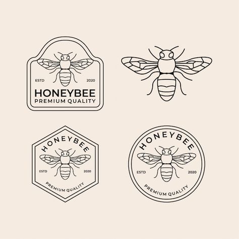 Honey Bee Labels, Logo Bee, Bee Icon, Honey Logo, Honey Label, Logo Flower, Honey Brand, Honey Packaging, Logo Minimalista