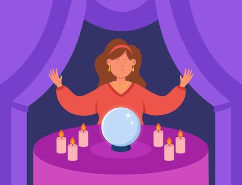 Candles On Table, Table Cartoon, Cartoon Female, Magic Background, Witch Hands, Ball Candles, Candle Table, Wine Brands, Fortune Teller