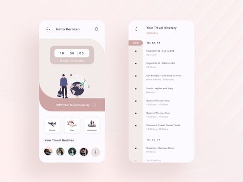 Travel Itinerary App by Alisha on Dribbble Itinerary Design Travel, Mobile Travel Itinerary, Travel Itinerary Design, Itinerary Design, Tourism Design, Travel Collage, Booking App, Dead End, International Travel Tips