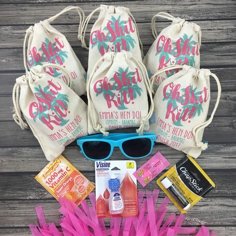 OH SHIT KITS are definitely a must have for any bachelorette party and guess what we'll save you time by doing the filling for you! Head over to ilulily.com to choose what items you want within your bags and they'll arrive ready to gift to your guests!! Last Luau Bachelorette Party, Concrete Wedding, Beach Party Gifts, Hangover Recovery Kit, Nola Bachelorette, Mermaid Bachelorette, Mexico Bachelorette, Miami Bachelorette Party, Bach Weekend