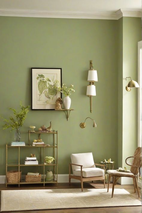 Discover how Nurturing Green SW 6451 can transform your living room walls in this comprehensive wall paint guide. Unlock the secrets to creating a serene and Green Wall Paint Living Room, Pistachio Green Living Room, Green Wall Color Ideas, Color For Living Room Walls, Wall Color Green, Green Painted Rooms, Green Color Wall, Hall Paint Colors, Green Wall Paint