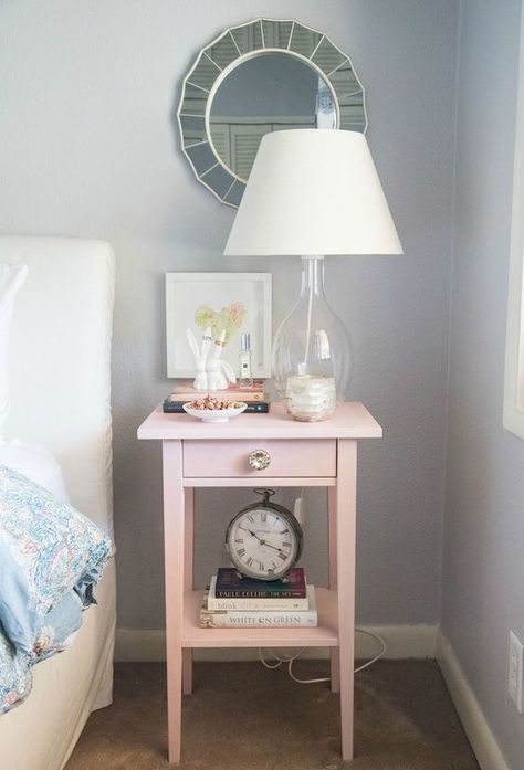 Hemnes Nightstand Makeover, Ikea Hemnes Nightstand, Hemnes Bedside Table, Ikea Nightstand Hack, Hemnes Nightstand, Ikea Bedside, Bedside Table Ikea, Pink Nightstands, Ikea Nightstand