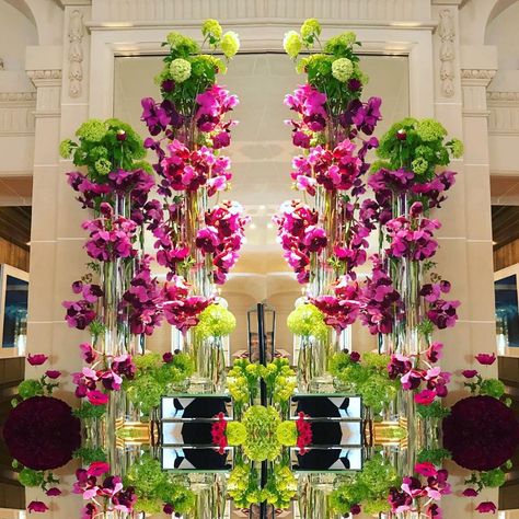 Lobby Flower Arrangement, Hotel Flower Arrangements Lobbies, Hotel Lobby Flowers Luxury Floral Arrangements, Hotel Lobby Flowers, Hotel Flowers Lobby, Bar Floral Installation, Marquee Floral Installation, Overhead Floral Installation, Hotel Flower Arrangements