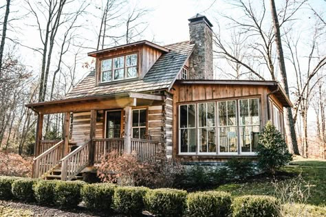 Double Fireplace, Weary Traveler, Small Log Cabin, Cabin Exterior, Lake Cabins, Bear Lake, Cabin In The Woods, Cabins And Cottages, Panoramic View