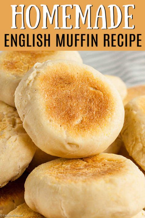 Homemade English Muffins are easy to make and freeze great. Make a batch of easy homemade English muffins today and save time and money. Sourdough English Muffin Recipe, English Muffin Bread Recipe, English Muffin Recipe, Blueberry Muffin Recipe Easy, English Muffin Bread, English Muffin Recipes, Easy Blueberry Muffins, Homemade English Muffins, Homemade Cornbread